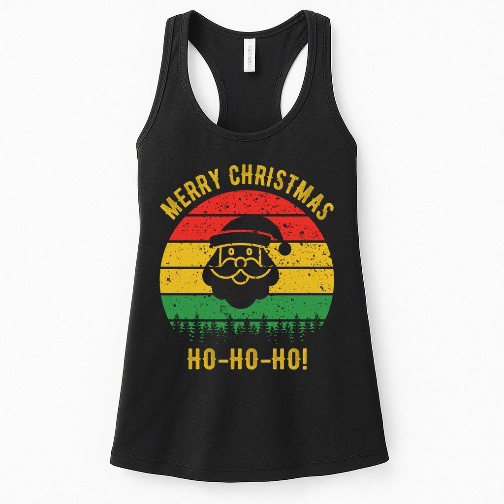 Merry Christmas Ho-Ho-Ho Vintage Santa Womens Tank Top
