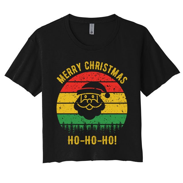 Merry Christmas Ho-Ho-Ho Vintage Santa Crop Top