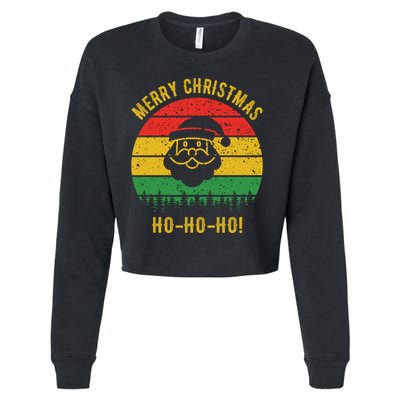 Merry Christmas Ho-Ho-Ho Vintage Santa Cropped Pullover Crew