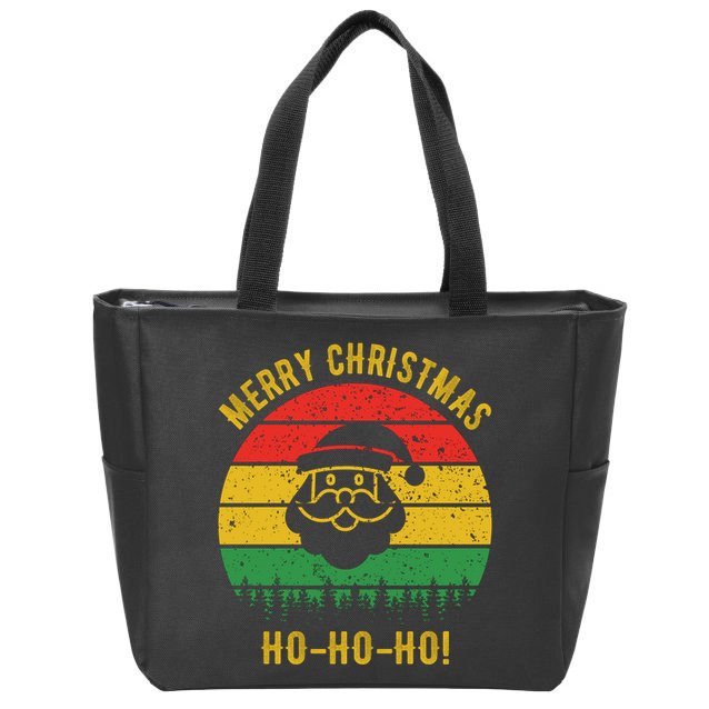 Merry Christmas Ho-Ho-Ho Vintage Santa Zip Tote Bag