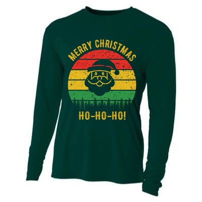 Merry Christmas Ho-Ho-Ho Vintage Santa Cooling Performance Long Sleeve Crew