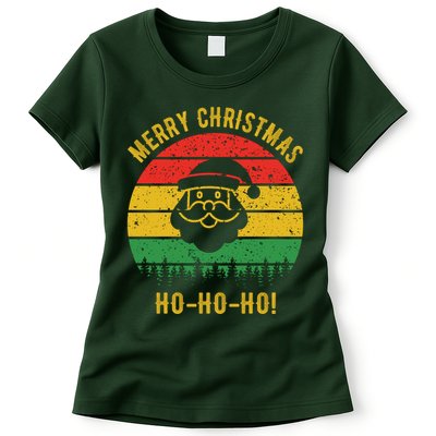 Merry Christmas Ho-Ho-Ho Vintage Santa Womens T-Shirt