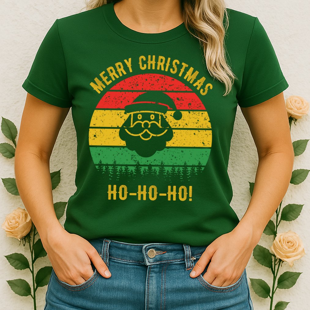 Merry Christmas Ho-Ho-Ho Vintage Santa Womens T-Shirt
