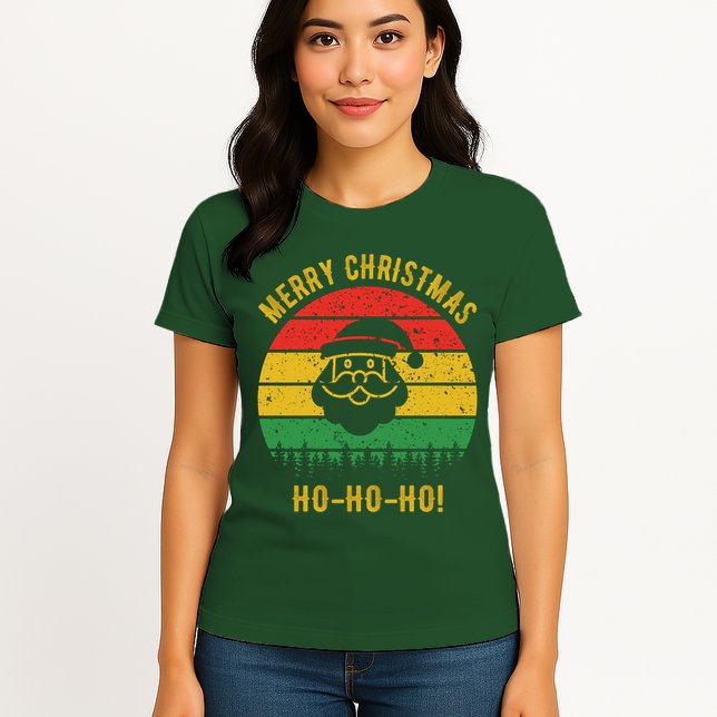 Merry Christmas Ho-Ho-Ho Vintage Santa Womens T-Shirt