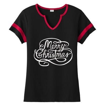 Merry Christmas Holiday Ladies Halftime Notch Neck Tee