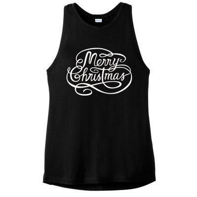 Merry Christmas Holiday Ladies PosiCharge Tri-Blend Wicking Tank