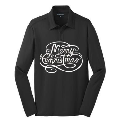 Merry Christmas Holiday Silk Touch Performance Long Sleeve Polo