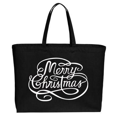 Merry Christmas Holiday Cotton Canvas Jumbo Tote