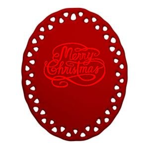 Merry Christmas Holiday Ceramic Oval Ornament