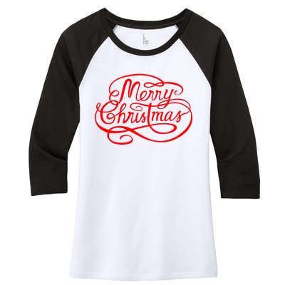 Merry Christmas Holiday Women's Tri-Blend 3/4-Sleeve Raglan Shirt