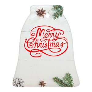 Merry Christmas Holiday Ceramic Bell Ornament