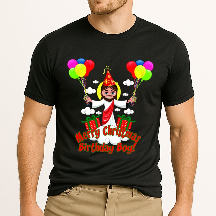 Merry Christmas Jesus Birthday Boy Cooling Performance Crew T-Shirt