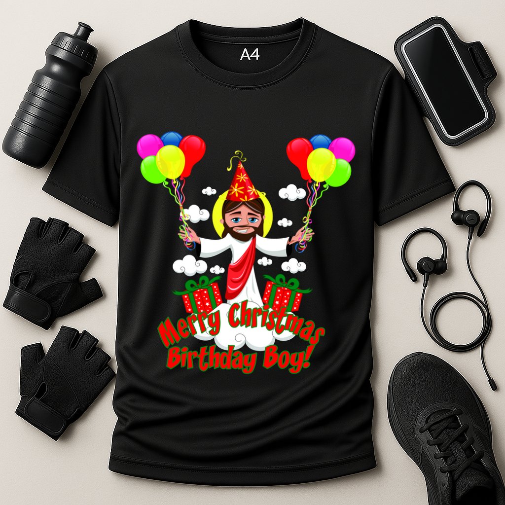 Merry Christmas Jesus Birthday Boy Cooling Performance Crew T-Shirt