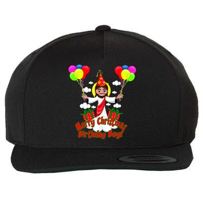 Merry Christmas Jesus Birthday Boy Wool Snapback Cap