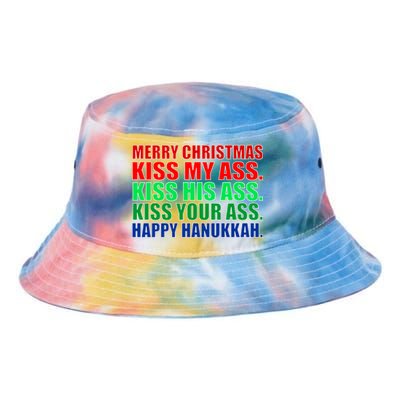 Merry Christmas Kiss My Ass Happy Hanukkah  Tie Dye Newport Bucket Hat