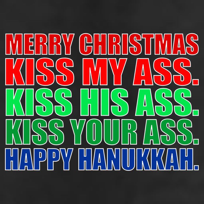 Merry Christmas Kiss My Ass Happy Hanukkah  7 Panel Mesh Trucker Snapback Hat