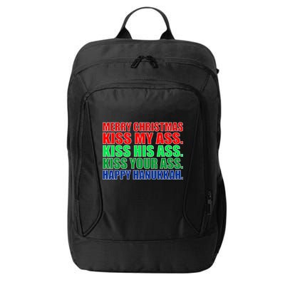 Merry Christmas Kiss My Ass Happy Hanukkah  City Backpack