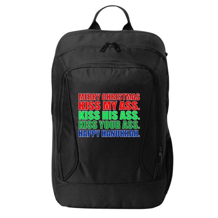 Merry Christmas Kiss My Ass Happy Hanukkah  City Backpack