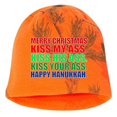 Merry Christmas Kiss My Ass Happy Hanukkah  Kati - Camo Knit Beanie