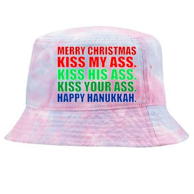 Merry Christmas Kiss My Ass Happy Hanukkah  Tie-Dyed Bucket Hat