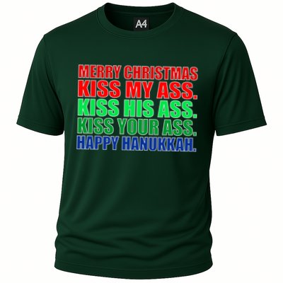Merry Christmas Kiss My Ass Happy Hanukkah  Performance Shirt