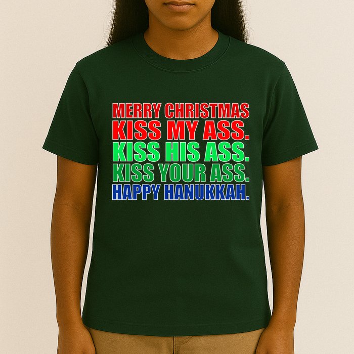 Merry Christmas Kiss My Ass Happy Hanukkah  T-Shirt
