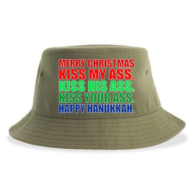 Merry Christmas Kiss My Ass Happy Hanukkah  Sustainable Bucket Hat