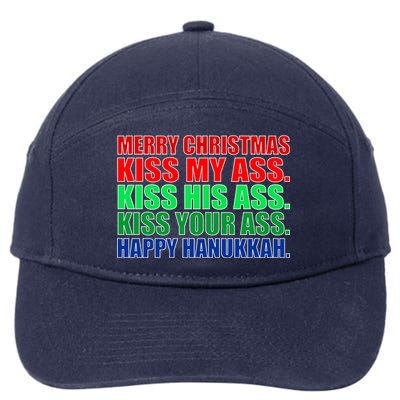 Merry Christmas Kiss My Ass Happy Hanukkah  7-Panel Snapback Hat