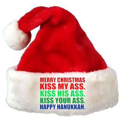 Merry Christmas Kiss My Ass Happy Hanukkah  Premium Christmas Santa Hat