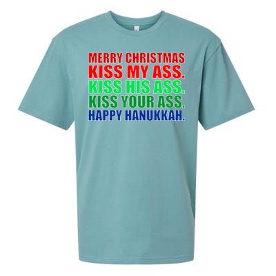 Merry Christmas Kiss My Ass Happy Hanukkah  Sueded Cloud Jersey T-Shirt