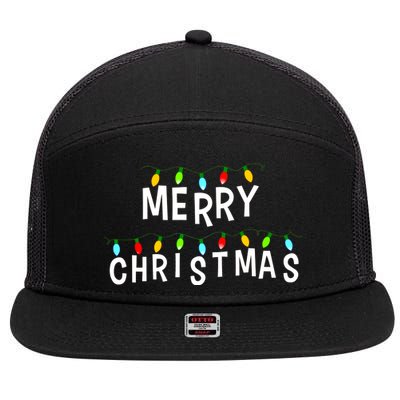 Merry Christmas Lights 7 Panel Mesh Trucker Snapback Hat