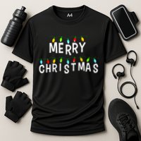 Merry Christmas Lights Cooling Performance Crew T-Shirt