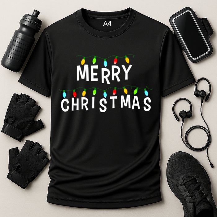 Merry Christmas Lights Cooling Performance Crew T-Shirt