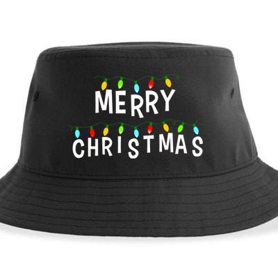 Merry Christmas Lights Sustainable Bucket Hat