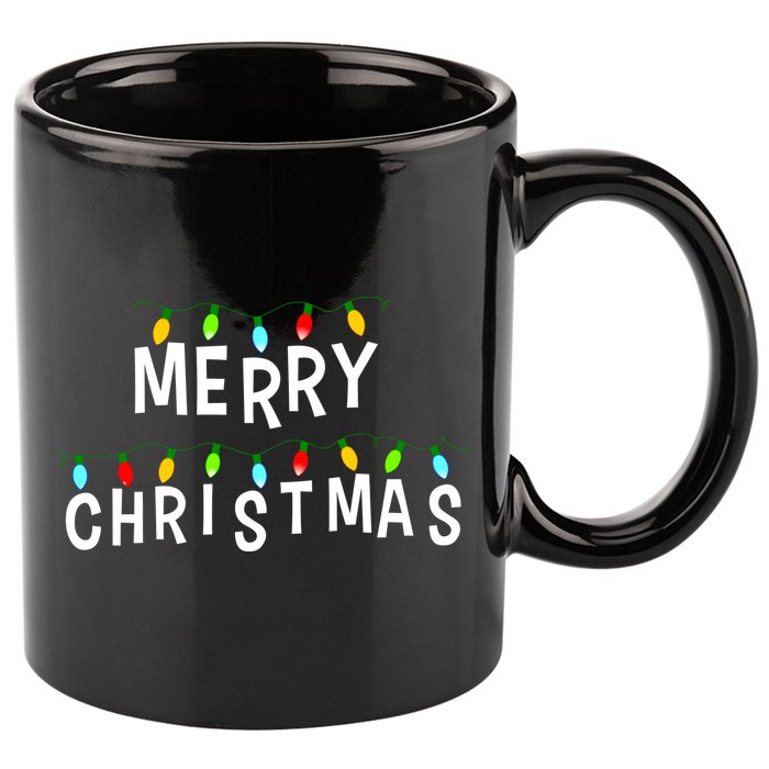 Merry Christmas Lights 11oz C Handle Ceramic Mug