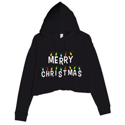 Merry Christmas Lights Crop Fleece Hoodie