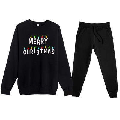 Merry Christmas Lights Premium Crewneck Sweatsuit Set