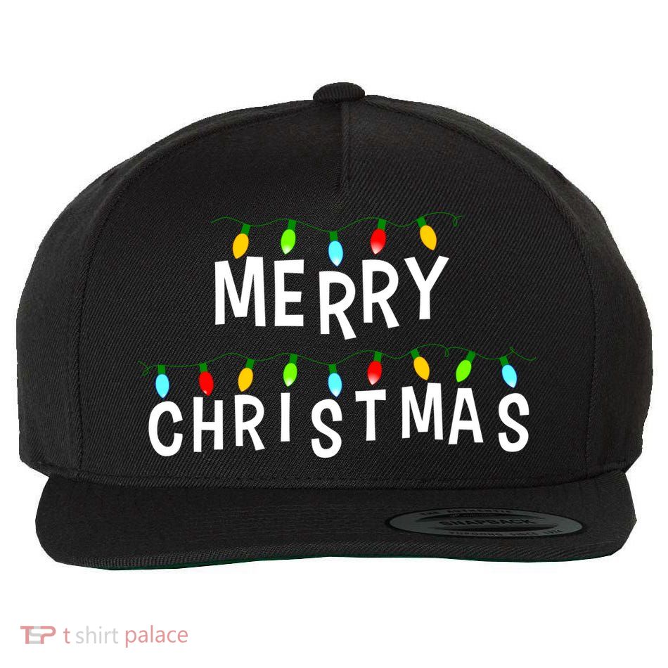 Merry Christmas Lights Wool Snapback Cap