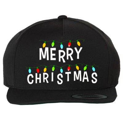 Merry Christmas Lights Wool Snapback Cap