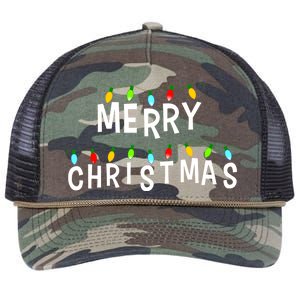 Merry Christmas Lights Retro Rope Trucker Hat Cap