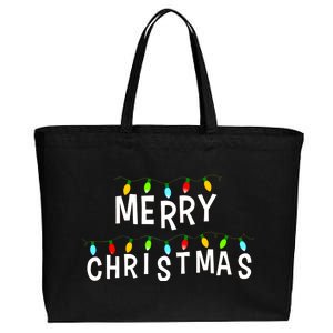 Merry Christmas Lights Cotton Canvas Jumbo Tote