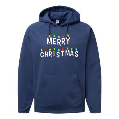 Merry Christmas Lights Performance Fleece Hoodie