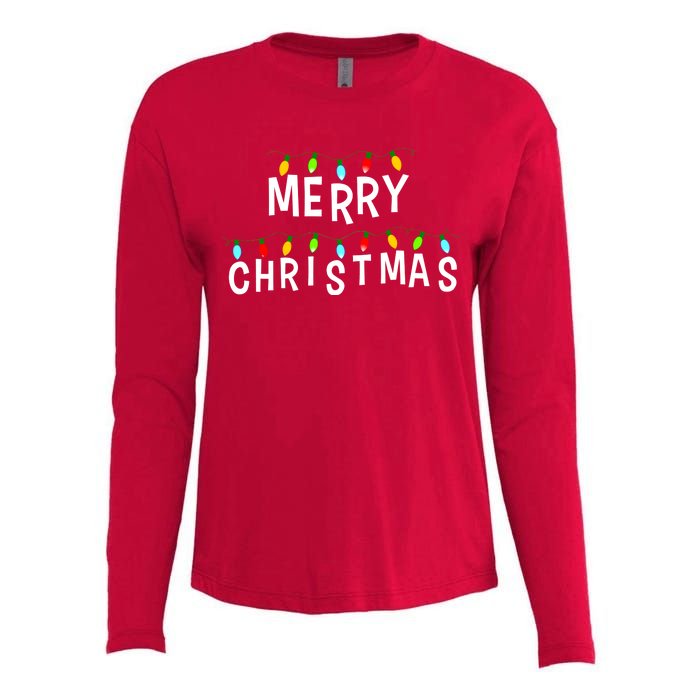 Merry Christmas Lights Womens Cotton Relaxed Long Sleeve T-Shirt