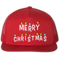 Merry Christmas Lights Flat Bill Trucker Hat