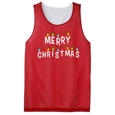 Merry Christmas Lights Mesh Reversible Basketball Jersey Tank