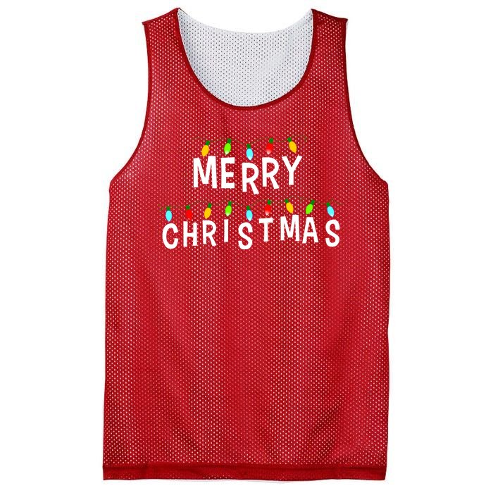 Merry Christmas Lights Mesh Reversible Basketball Jersey Tank