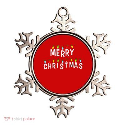 Merry Christmas Lights Metallic Star Ornament