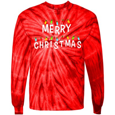 Merry Christmas Lights Tie-Dye Long Sleeve Shirt