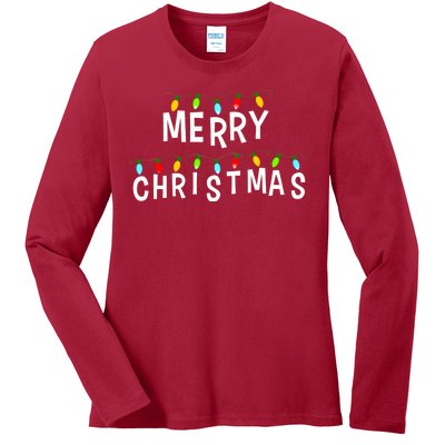 Merry Christmas Lights Ladies Long Sleeve Shirt