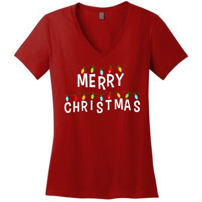 Merry Christmas Lights Women's V-Neck T-Shirt